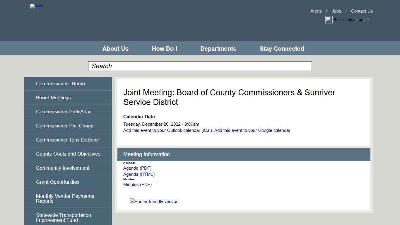 Joint Meeting: Board of County Commissioners & Sunriver Service District | Deschutes County Oregon